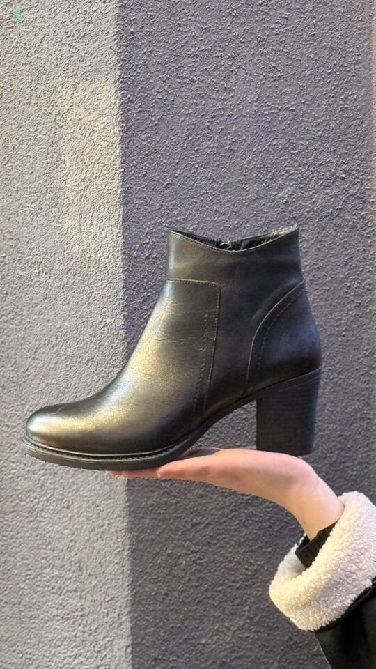 BURÇ 6005 Hakiki Deri Kalın Topuk Bot