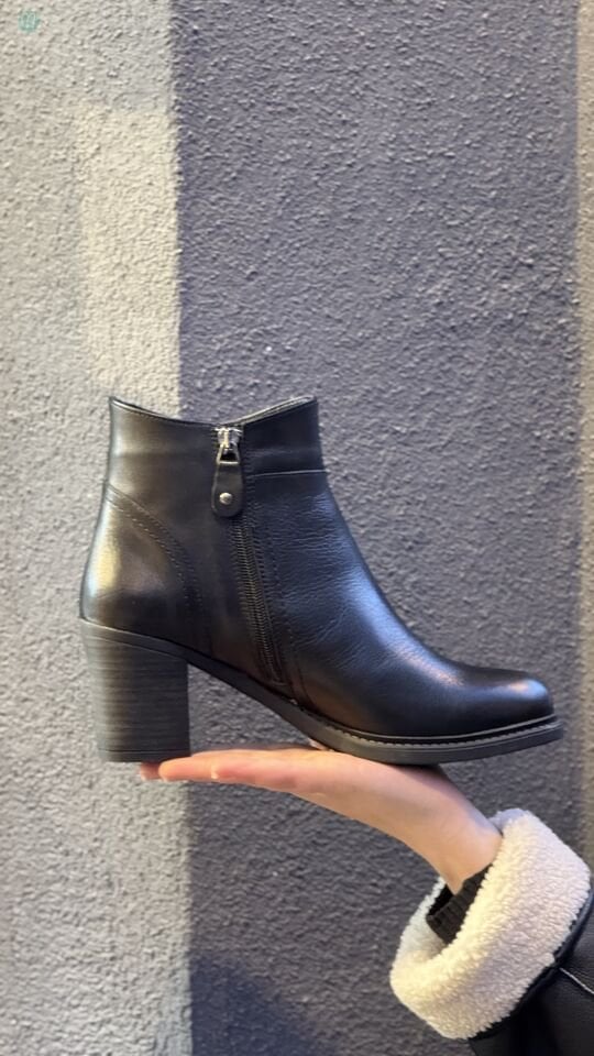 BURÇ 6005 Hakiki Deri Kalın Topuk Bot