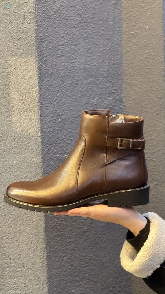 BURÇ 6035 Hakiki Deri Tokalı Bot