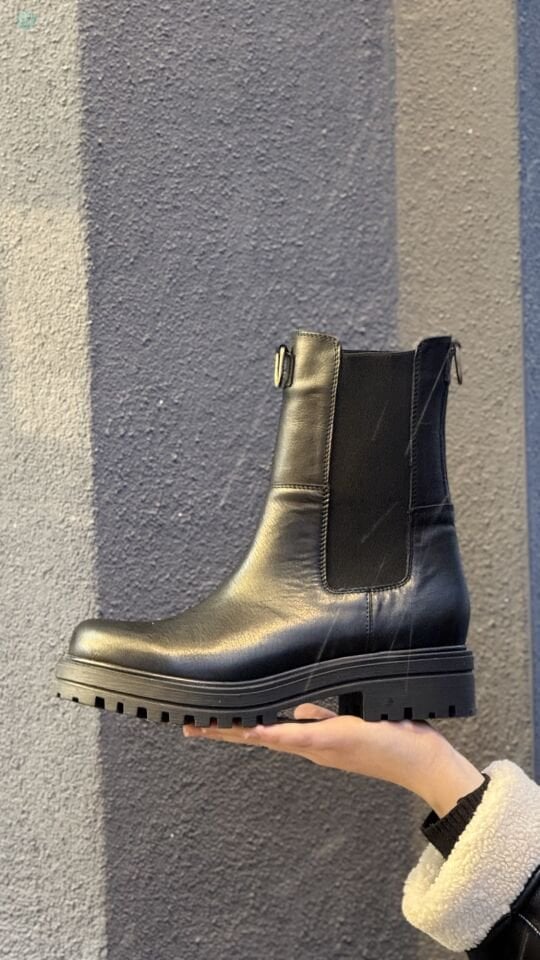 BURÇ 06143 Hakiki Deri Çift Lastik Kalın Taban Bot