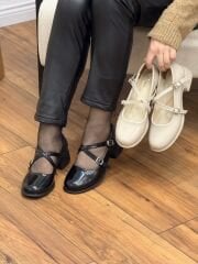 My Fit 105 Kadın Çapraz Atkı Kalın Topuk Ayakkabı