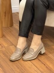 My Fit 750 Kadın Deri Kare Burun Küçük Topuk Ayakkabı