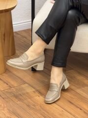 My Fit 750 Kadın Deri Kare Burun Küçük Topuk Ayakkabı