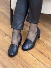 My Fit 824 Kadın Deri Çapraz Detay Topuklu Ayakkabı
