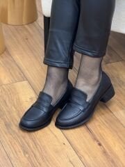 My Fit 730 Kadın Deri Önü Atkı Detay Topuklu Ayakkabı