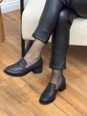 My Fit 730 Kadın Deri Önü Atkı Detay Topuklu Ayakkabı