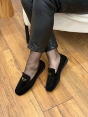 My Fit 712 Kadın Hakiki Deri Nubuk Tokalı Babet Ayakkabı