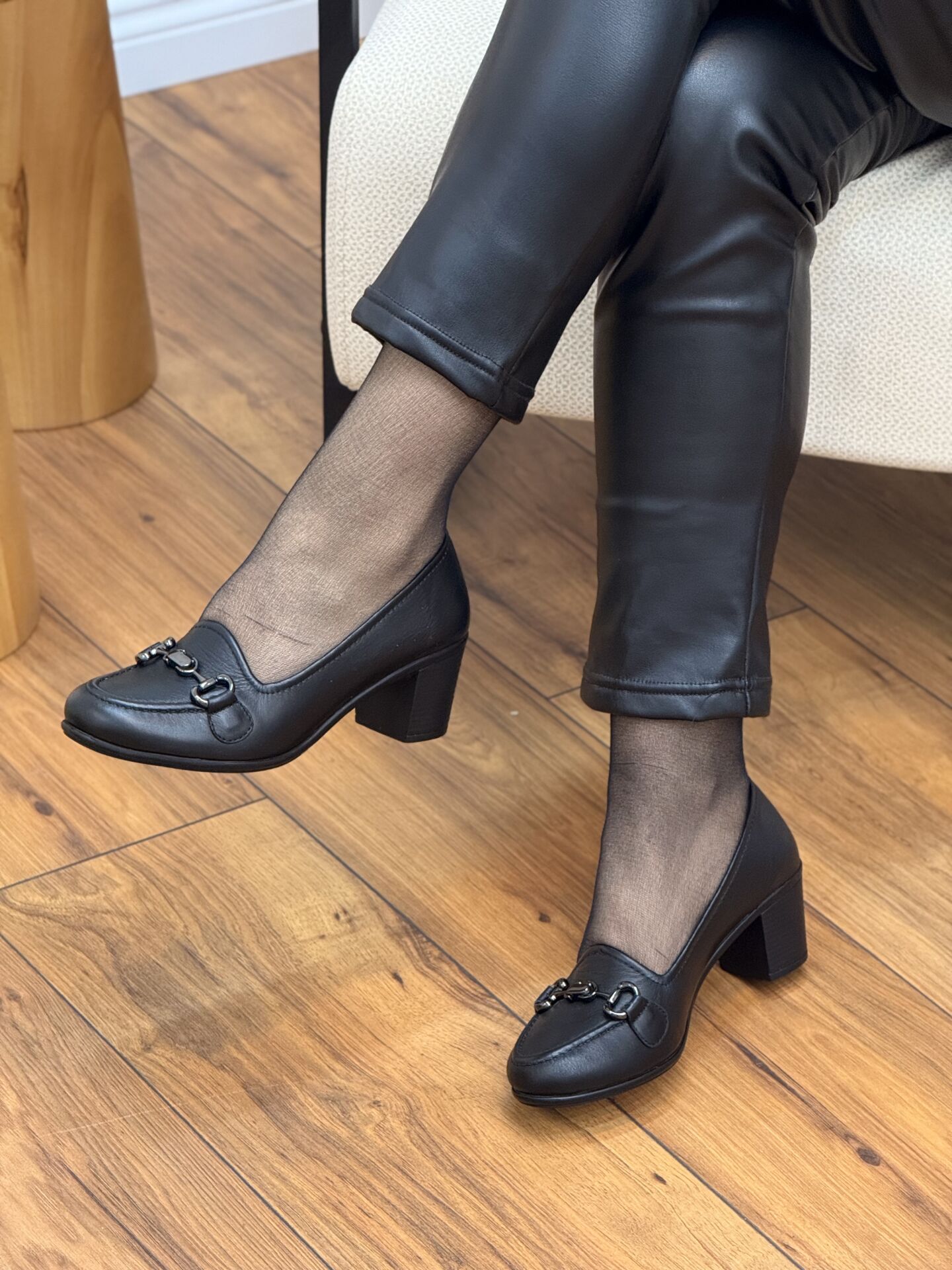 My Fit 822 Kadın Hakiki Deri Kalın Topuk Ayakkabı