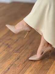 Lescarpe 0010 Kadın Hologram Taş Yüksek Topuk Stiletto