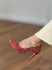 Lescarpe 0010 Kadın Hologram Taş Yüksek Topuk Stiletto