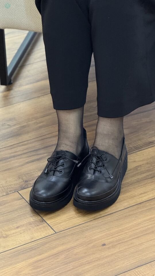 Nehir 010 Kadın Deri Lastik Bağcık Dolgu Ayakkabı