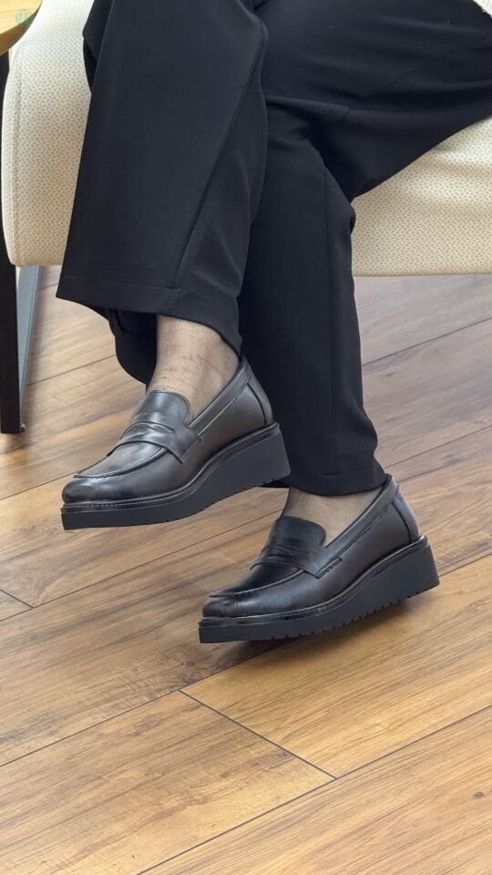 Nehir 1071 Kadın Deri Atkılı Dolgu Ayakkabı