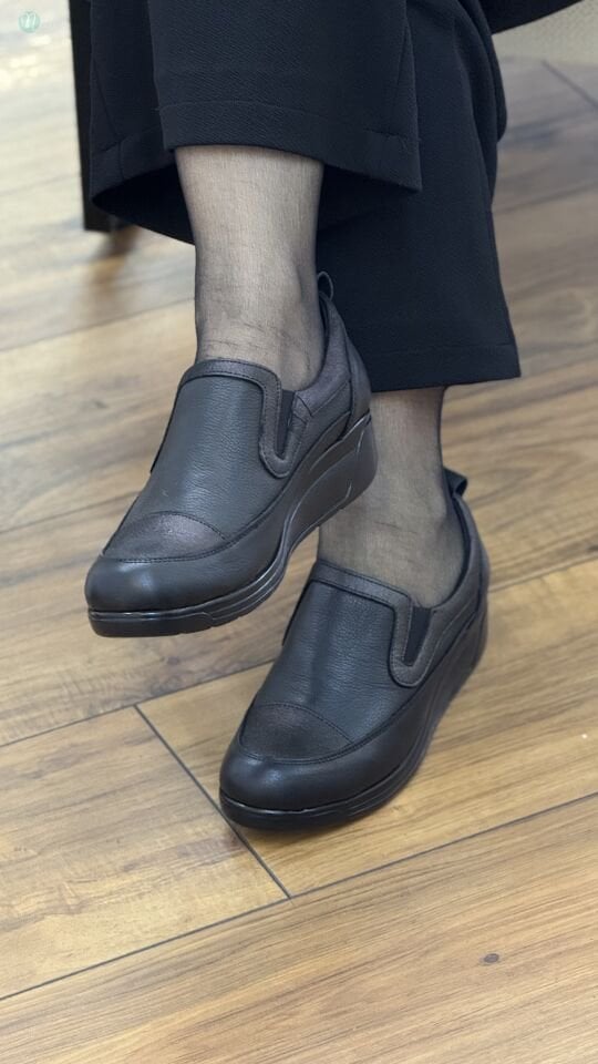 Nehir 1060 Kadın Deri Gümüş Detay Dolgu Ayakkabı