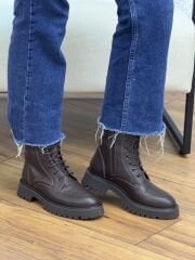 Matsey Kadın Bağcıklı Hakiki Deri Postal