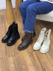 Matsey Kadın Bağcıklı Hakiki Deri Postal