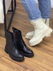 Matsey Kadın Bağcıklı Hakiki Deri Postal