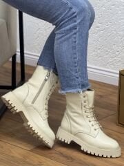 Matsey Kadın Bağcıklı Hakiki Deri Postal