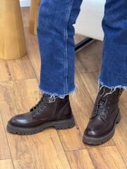 Matsey Kadın Çift Toka Hakiki Deri Postal