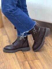 Matsey Kadın Çift Toka Hakiki Deri Postal