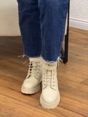 Matsey Kadın Çift Toka Hakiki Deri Postal