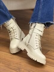 Matsey Kadın Çift Toka Hakiki Deri Postal