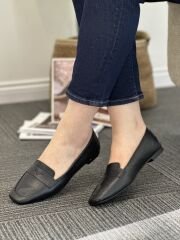 Matsey 7290 Kadın Hakiki Deri Kısa Yüz Atkılı Babet