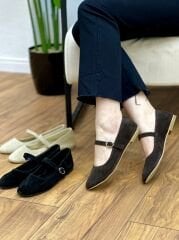 Matsey 5176 Kadın Hakiki Deri Nubuk Babet