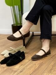 Matsey 5176 Kadın Hakiki Deri Nubuk Babet