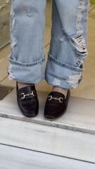 Matsey 8427 Kadın Hakiki Deri Tokalı Babet