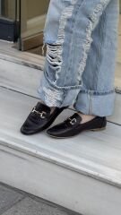 Matsey 8427 Kadın Hakiki Deri Tokalı Babet