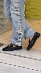 Matsey 8427 Kadın Hakiki Deri Tokalı Babet