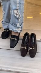 Matsey 8427 Kadın Hakiki Deri Tokalı Babet