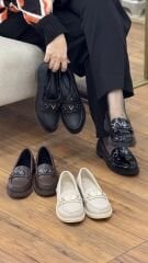 Dissa 1125 Kadın Loafer Siyah Toka Ayakkabı