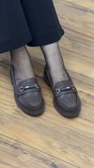 Dissa 1125 Kadın Loafer Siyah Toka Ayakkabı