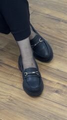 Dissa 1125 Kadın Loafer Siyah Toka Ayakkabı