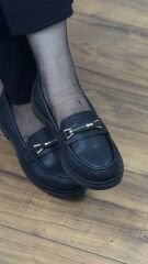 Dissa 1125 Kadın Loafer Siyah Toka Ayakkabı