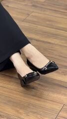 Liva Shoes A41 Kadın Halka Toka Kısa Kalın Topuk Ayakkabı