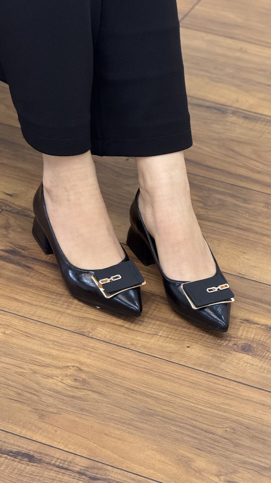 Liva Shoes A42 Kadın Tokalı Kısa Topuk Abiye Ayakkabı