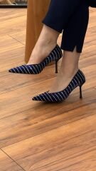 Rose Dedo 3210 Kadın Atkılı Taşlı Kısa Topuk Abiye Ayakkabı