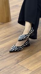 Nail Shoes 465 Kadın Boncuk Detay Babet