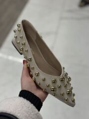 Nail Shoes 465 Kadın Boncuk Detay Babet